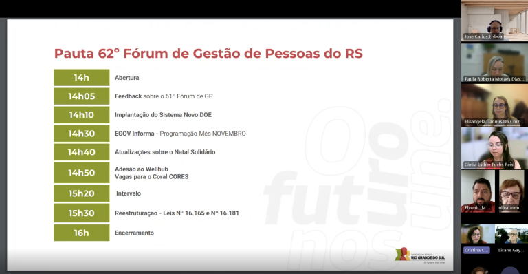 Fórum de Gestão de Pessoas do RS chega à 62ª edição