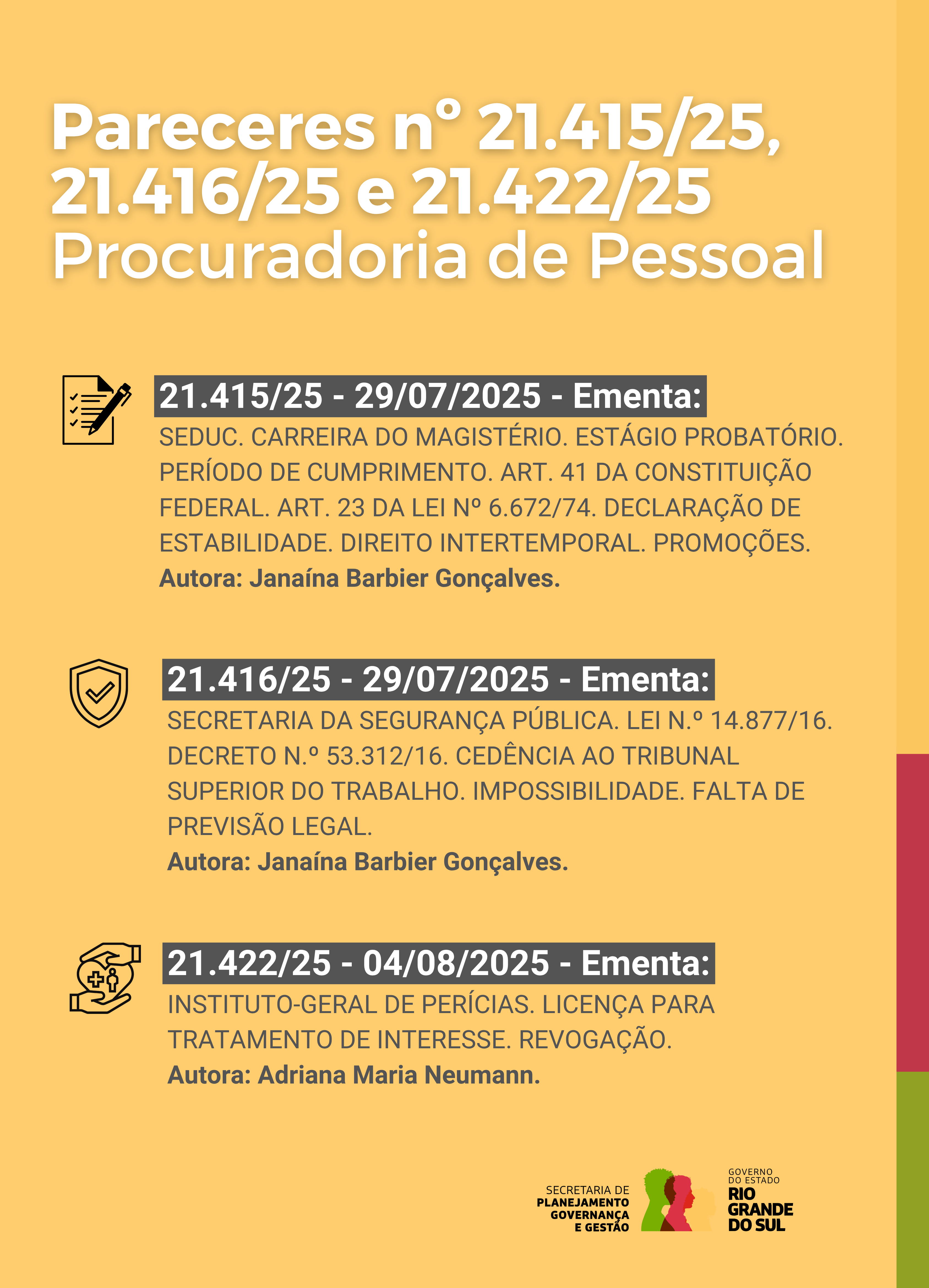 Pareceres 21415 21416 21422-25