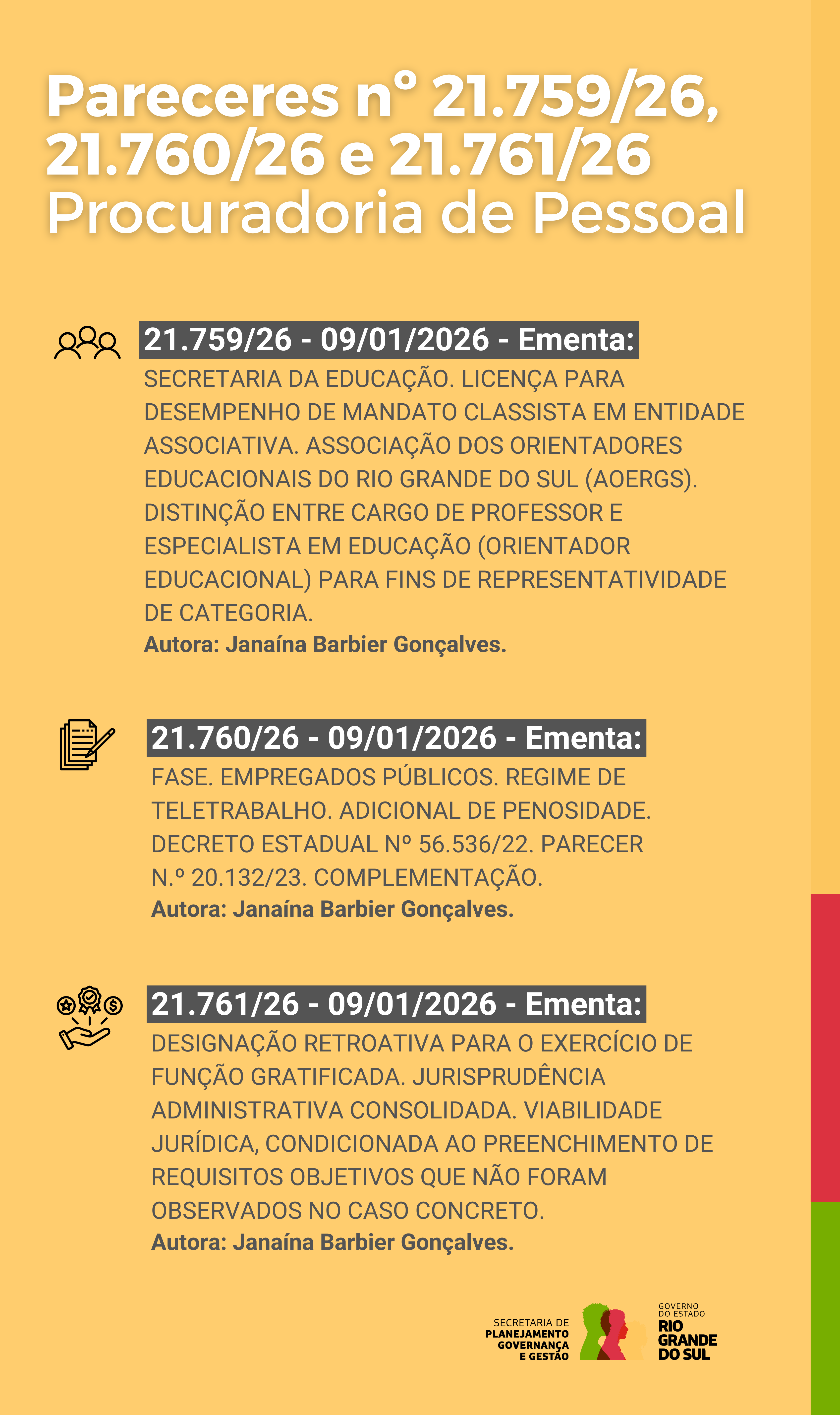 Pareceres nº 21.759_26, 21.760_26 e 21.761_26