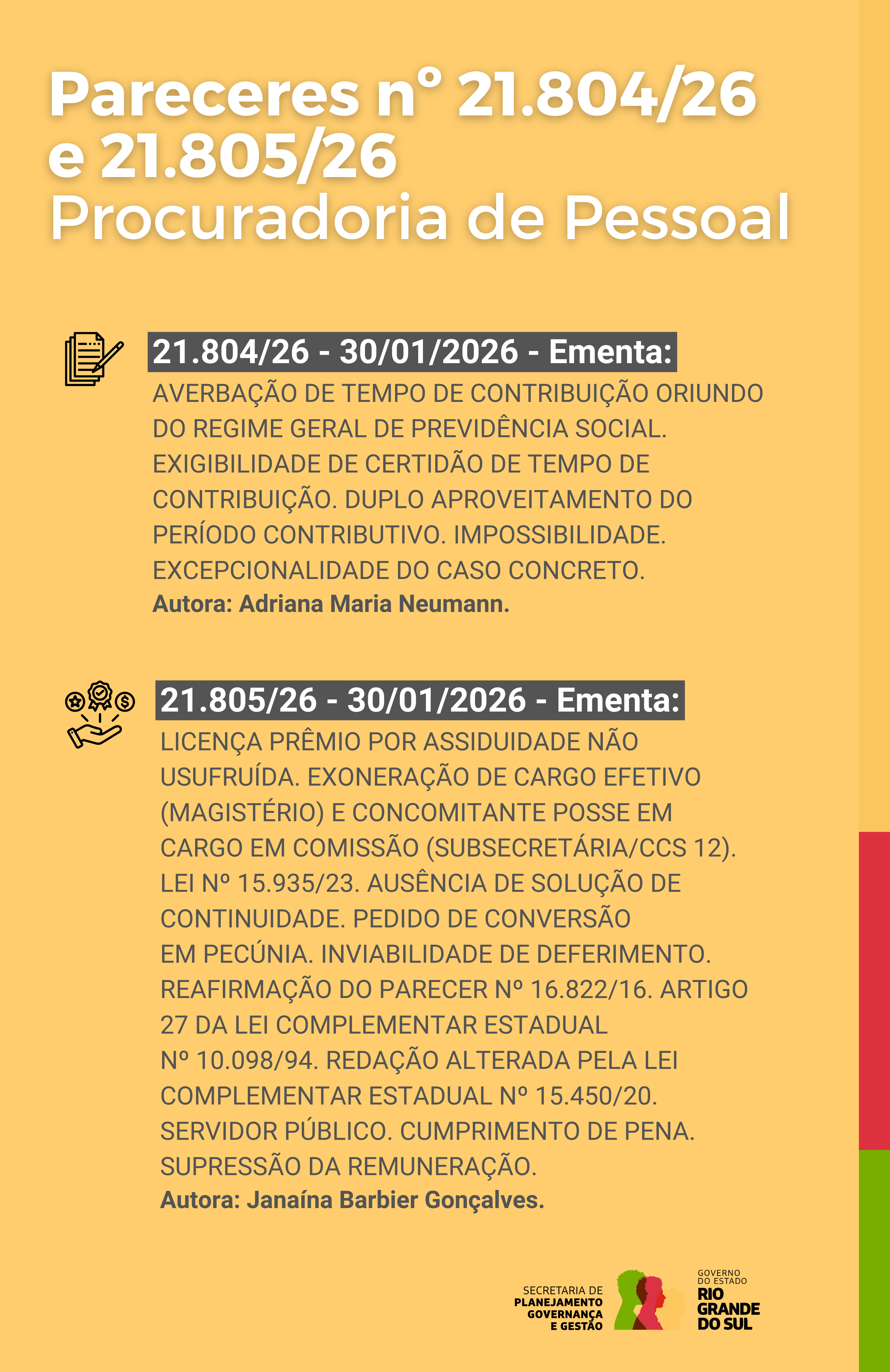 Pareceres nº 21.804_26 e 21.805_26