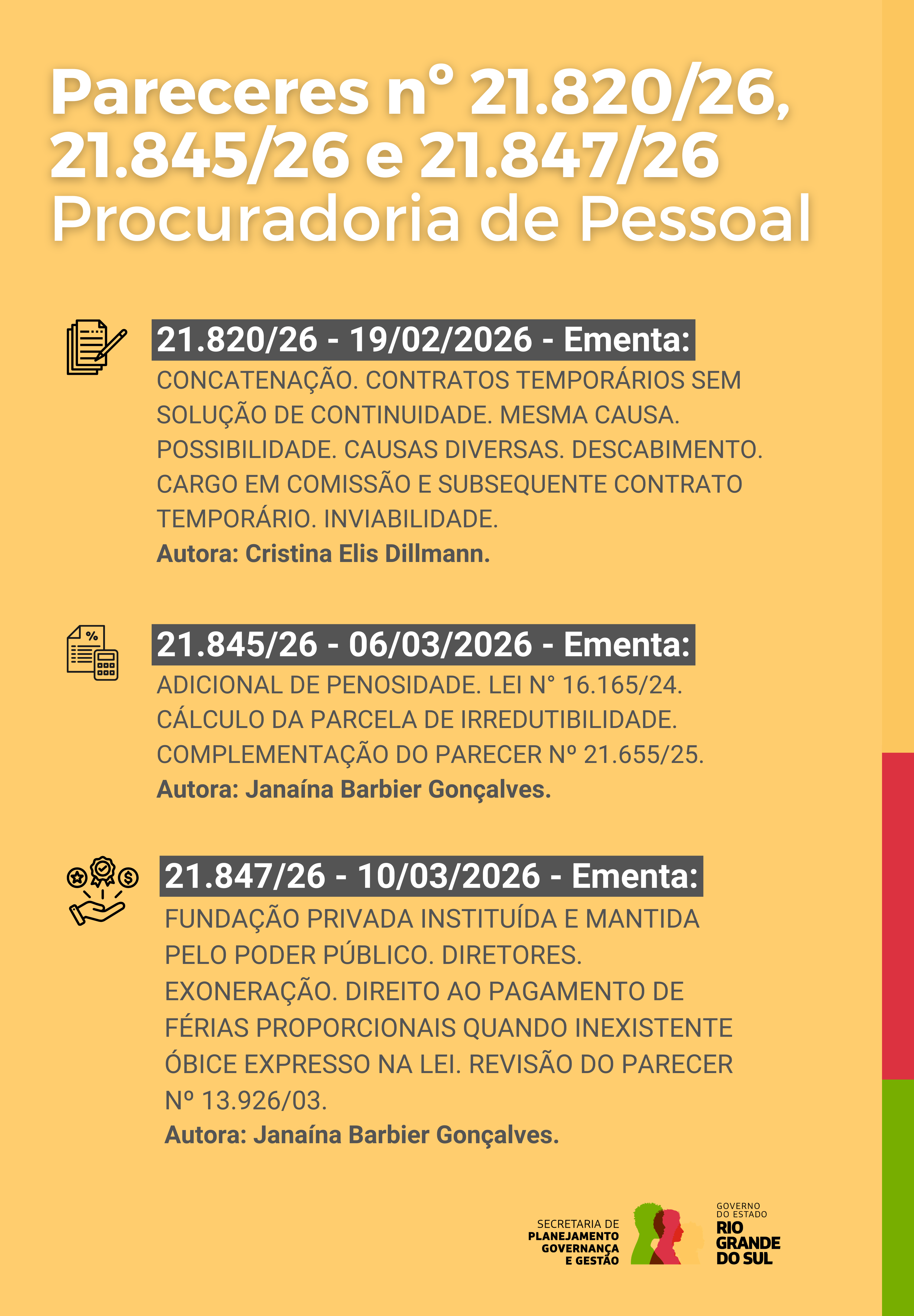 Pareceres nº 21.82026, 21.84526 e 21.84726