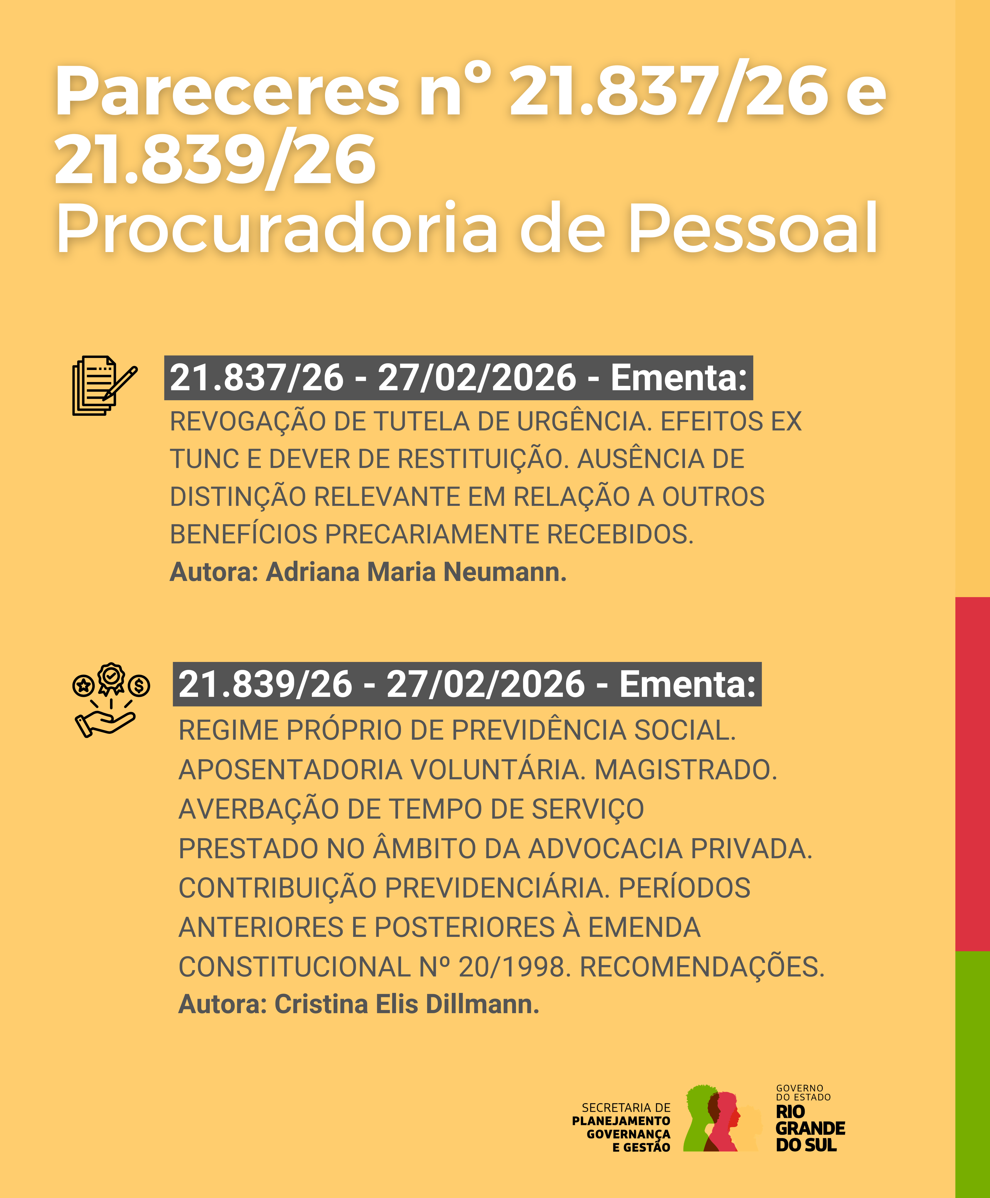 Pareceres nº 21.83726 e 21.83926